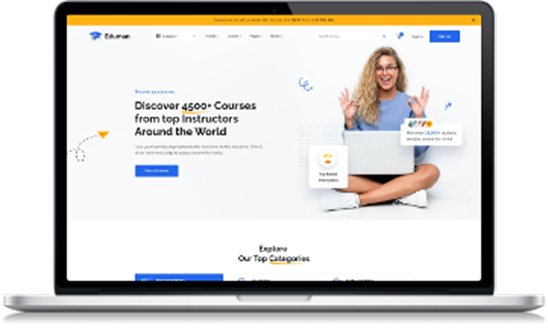 Laptop with course interface